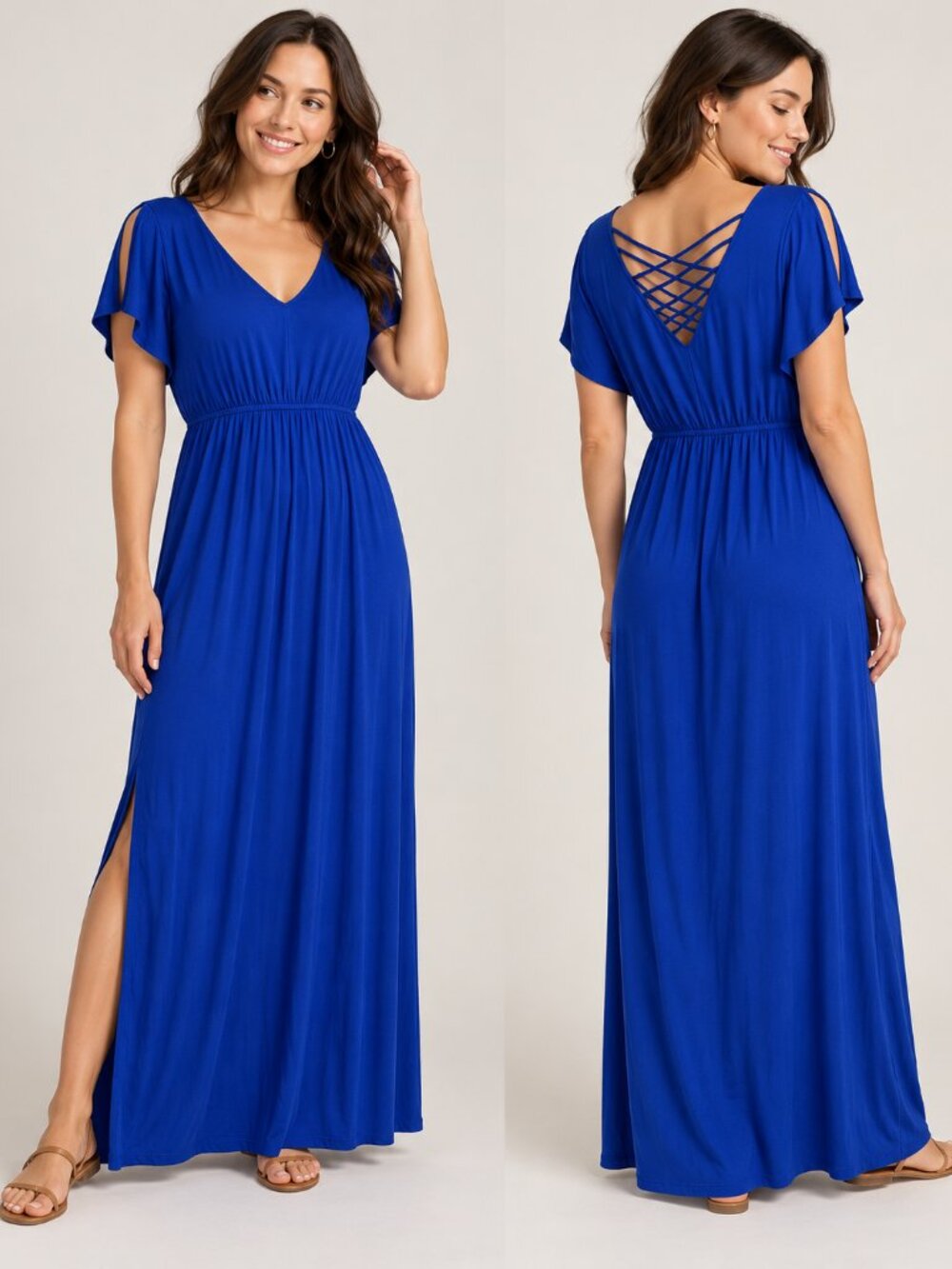 Apt 9 Hypnotic Royal Blue Strappy Cage Back Maxi Dress NWOT Size XL